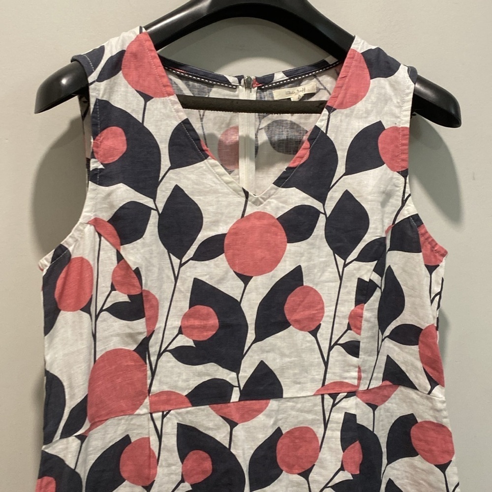 White Stuff Floral Linen Sleeveless Dress Pink and Blue Size 8 - Picture 5 of 12